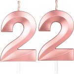 Tianyi - or rose bougies d'anniversaire en forme de chiffre 22, 3d bougies or rose décoration de gâteau, ... Tianyi - or rose bougies d'anniversaire en forme de chiffre 22, 3d bougies or rose décoration de gâteau, ...