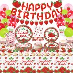 Tianyi - pack de 183 décorations d'anniversaire a la fraise accessoires de fête pour le premier anniversaire ... Tianyi - pack de 183 décorations d'anniversaire a la fraise accessoires de fête pour le premier anniversaire ...