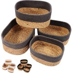 Tianyi - panier rangement, lot de 4 paniers de rangement tresss en jacinthe d'eau et en coton pour salle ...