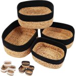 Tianyi - panier rangement, lot de 4 paniers de rangement tresss en jacinthe d'eau et en coton pour salle ...