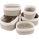 Tianyi - panier rangement, lot de 5 panier de rangement tresss en coton, corbeille rangement pour salle ...