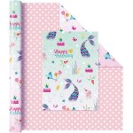Tianyi - papier cadeau rversible sirne - 1 rouleau papier cadeau d'anniversaire princesse sirne emballage ...