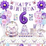 Tianyi - papillon dcoration d'anniversaire fille 6 ans, deco anniversaire fille papillon, kit anniversaire ...