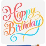 Tianyi - pochoir joyeux anniversaire a peindre au pinceau 30x30cm modèle réutilisable de célébration ... Tianyi - pochoir joyeux anniversaire a peindre au pinceau 30x30cm modèle réutilisable de célébration ...
