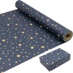 Tianyi - rouleau de papier d'emballage cadeau d'anniversaire 43 cm x 20 m, bleu kraft recyclable avec ...