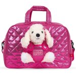 Tianyi - sac  dos enfant 3 4 5 6 ans avec peluche caniche blanc - sac roulettes ou sport rose avec doudou ...