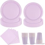 Tianyi - service de table violet 96 pièces avec assiettes, gobelets et serviettes en carton pour remise ... Tianyi - service de table violet 96 pièces avec assiettes, gobelets et serviettes en carton pour remise ...
