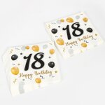 Tianyi - serviettes 18e anniversaire, paquet 30 serviettes d'anniversaire en or noir, serviettes en papier ...