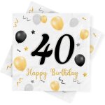 Tianyi - serviettes 40e anniversaire, paquet 30 serviettes d'anniversaire en or noir, serviettes en papier ... Tianyi - serviettes 40e anniversaire, paquet 30 serviettes d'anniversaire en or noir, serviettes en papier ...