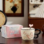 Tianyi - tasse a café mignonne avec cuillère en porcelaine - tasse a café avec joli papillon en relief ... Tianyi - tasse a café mignonne avec cuillère en porcelaine - tasse a café avec joli papillon en relief ...