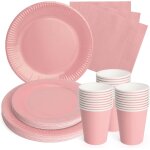 Tianyi - - vaisselle de fte rose - ensemble de dcoration d'anniversaire pour fte d'enfant - comprend ...