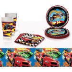 Tianyi - vaisselle thme anniversaire cars, 41pcs cars vaisselle de fte d'anniversaire, assiettes, tasses, ...