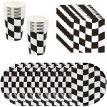 Tianyi - voiture de course articles de fte, noir et blanc accessoires de fte d'anniversaire, assiettes ...