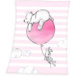 Tianyi - winnie l'ourson couverture pour bbs, microfibre, 75 x 100 cm, rose / blanc