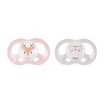 Tigex 2 sucettes soft touch silicone taille 18m + biche chat fille