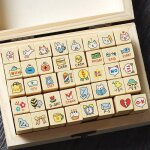 Timbres - poste de dessins anims pour enfants, 40 pices, jouet en bois, scrapbooking, animaux peinture ...