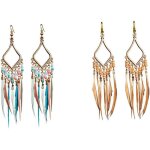 Tnsz - boucles d'oreilles bohme femme 2 paires plumes pampilles hippie pour accessoires vestimentaires, ...