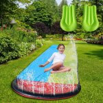 Toboggan aquatique double pour enfants, jeu de plein air, jardin, course, pelouse, spray, et
