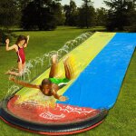Toboggans aquatiques pour pelouse de 15, 75 pieds avec système d'arrosage et tapis de protection gonflable ... Toboggans aquatiques pour pelouse de 15, 75 pieds avec système d'arrosage et tapis de protection gonflable ...