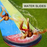 Toboggans aquatiques pour pelouse de 15, 75 pieds avec système d'arrosage et tapis de protection gonflable ... Toboggans aquatiques pour pelouse de 15, 75 pieds avec système d'arrosage et tapis de protection gonflable ...