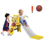 Toboggan enfant 18 - 36 mois - panier basket, ballon, pompe inclus - hdpe jaune gris