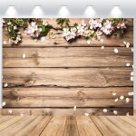 Toile de fond en bois 2. 5x1. 8m, naturel marron bois fleur vinyle fond de photographie pour bb douche ...