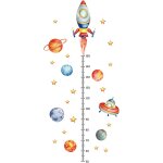 Toise murale enfant, 50 - 150cm sticker mural toise pour enfants, plan�te fus�e stickers muraux enfant ...
