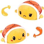 Tortue jouets en peluche(orange), reversible tortue en peluche a double face jouets, mignonne emotion ...