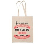 Tote bag doudou superwoman sac coton cabas id�e cadeau femme humour coll�gue famille anniversaire no�l ...