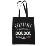 Tote bag noir certifi�e meilleure doudou sac coton cabas r�utilisable cadeau femme amie famille coll�gue ...