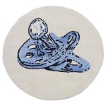 Tototte boy - tapis chambre bb ou enfant coton epais fait main diamtre 70 cm bleu