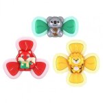 Toupie a rotation 3 pi�ces / ensemble pour enfants, jouet de douche en verre, avec ventouse s�re, coordination ...