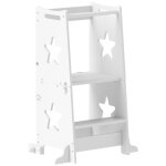 Tour d'apprentissage enfant table ensemble table et chaise 2 en 1 bois blanc