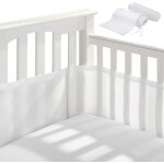 Tour de lit 4 c�t�s (2 pi�ces, blanc), protecteur de tour de lit, tour de lit respirant pour la protection ...