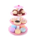 Tour de macaron a 3 niveaux, prsentoir pour enfants, simulation de mini gteau, biscuit, donuts, dessert, ...