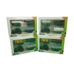 Tracteur et 3 remorques - equip loisirs - 4 mod�les - vert - 7 cm - livr� mont�