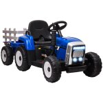 Tracteur electrique enfant avec remorque - effets sonores lumineux - tlcommande - 3 - 6 km / h - bleu ...