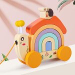 Tracteur d'escargot en bois, maison arc - en - ciel, jouets a empiler educatifs pour bb, maison arc ...