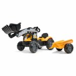 Tractopelle a p�dales falk mighty builder 2055ml avec remorque jaune d�s 2 ans