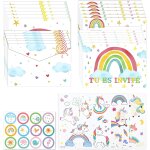 Trahoo - 12 cartes invitations arc - en - ciel en franais, invitation anniversaire fille garon avec ...