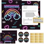 Trahoo - 12 cartes d'invitation non avec 12 enveloppes, 12 gratter et 12 autocollants, invitation a ...