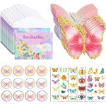 Trahoo - 12 cartes d'invitation papillon en franais, invitation anniversaire fille avec enveloppes et ...