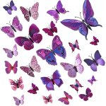 Trahoo - 24 pices 3d papillon stickers muraux dcoration papillon pour fte, chambre, la dcoration ...