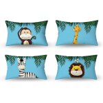 Trahoo - 30x50cm lot de 4 mignonne dessin anim� animal housse de coussin foresta scimmia giraffa floreale ...