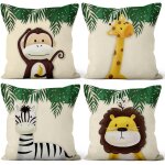Trahoo - 40x40cm lot de 4 mignonne dessin anim� animal housse de coussin foresta scimmia giraffa floreale ...