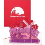 Trahoo - carte pop - up  amsterdam ¿ panorama  ¿ carte de v?ux 3d comme souvenir, petit cadeau & ...
