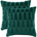 Trahoo - housse de coussin noel en peluche pre nol 45x45cm joyeux xmas range d'arbre de nol vert ...