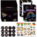 Trahoo - invitation anniversaire thme non, 12 cartes invitations blacklight a gratter avec enveloppes ...