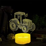 Trahoo - lampe 3d tracteur, veilleuse 3d tracteur, veilleuse en forme de camion pour enfants, base en ...