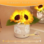 Trahoo - lampe tactile en forme de tournesol - lampe de table sans fil rechargeable - 3 couleurs - intensit ...